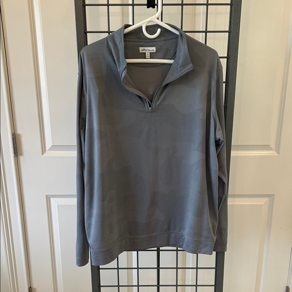 Peter Millar Classic Gray Camo Quarter-zip Pullover XL